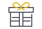Icon, das ein Geschenkspaket zeigt